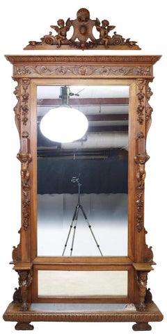 1800's Antique Italian, Renaissance Revival Mirrored, Crest, Cornice, Jardinere!