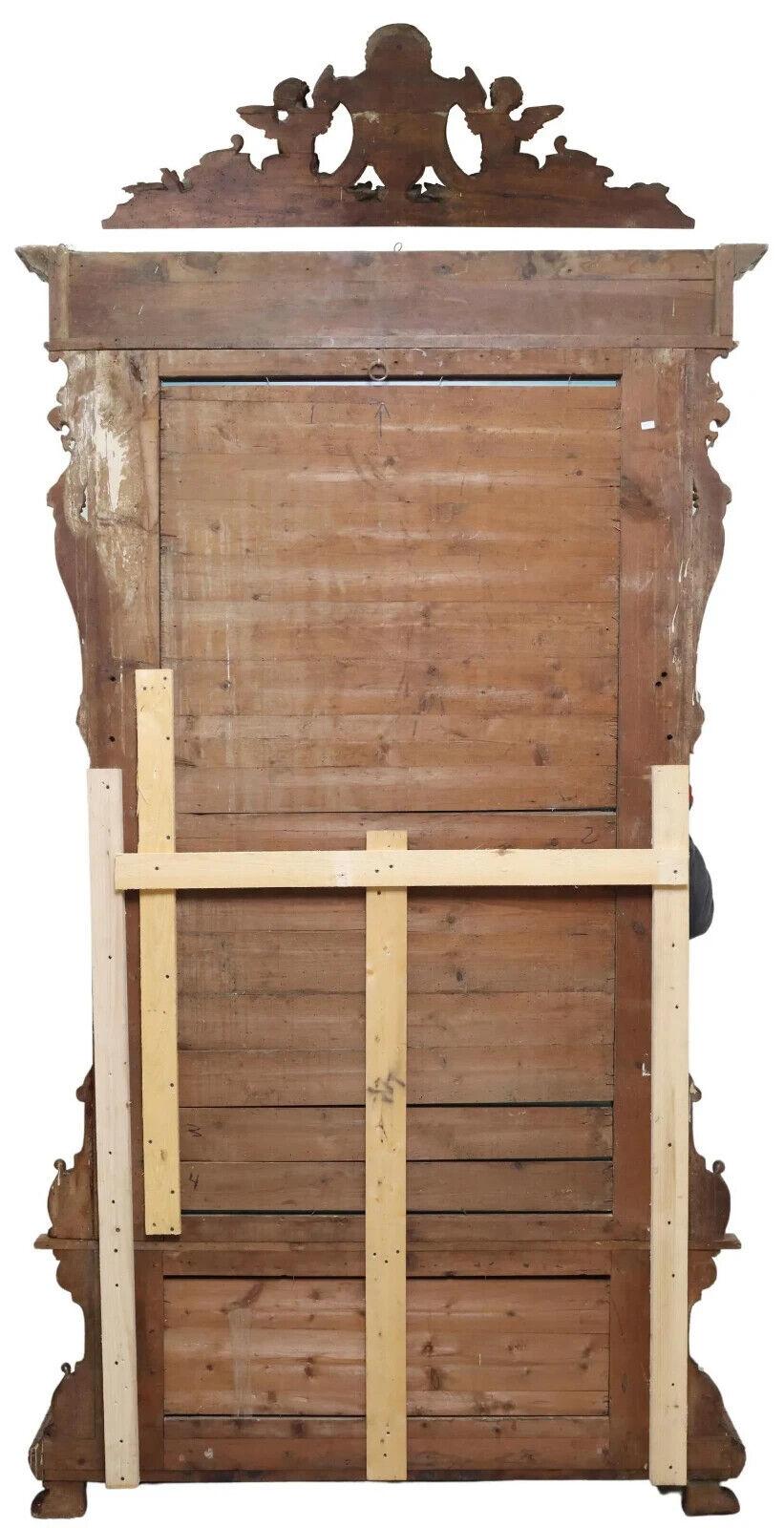 Miroir Antique miroir italien des années 1800, néo-Renaissance, Crête, Cornice, Jardinère ! en vente