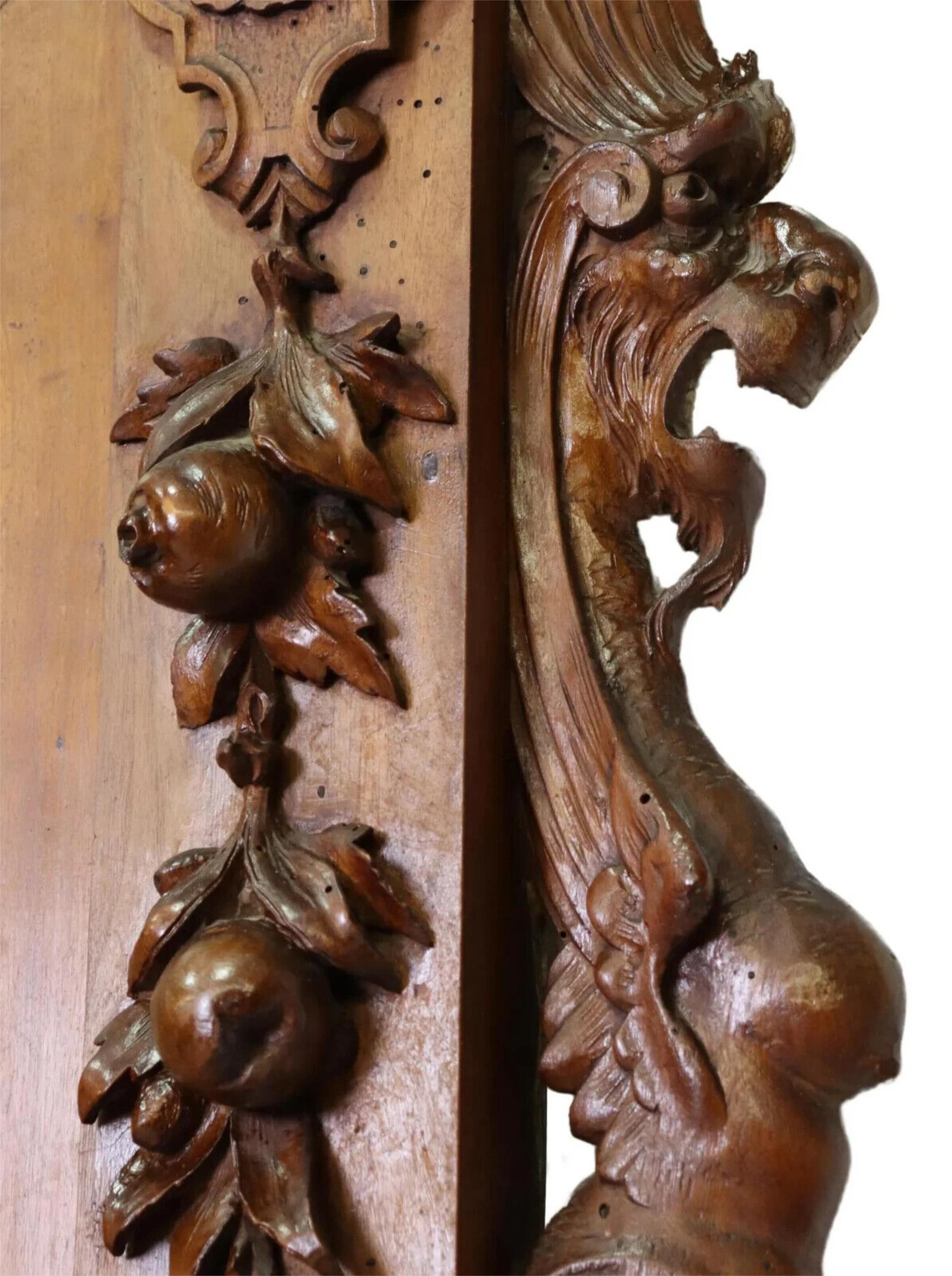 Antique miroir italien des années 1800, néo-Renaissance, Crête, Cornice, Jardinère ! en vente 2