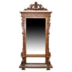 1800's Antique Italian, Renaissance Revival Mirrored, Crest, Cornice, Jardinere!