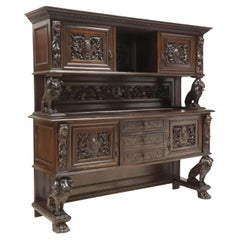 1800's Antique  Lions, Fine, Italian Ren Revival, Carved, Walnut. Sideboard!