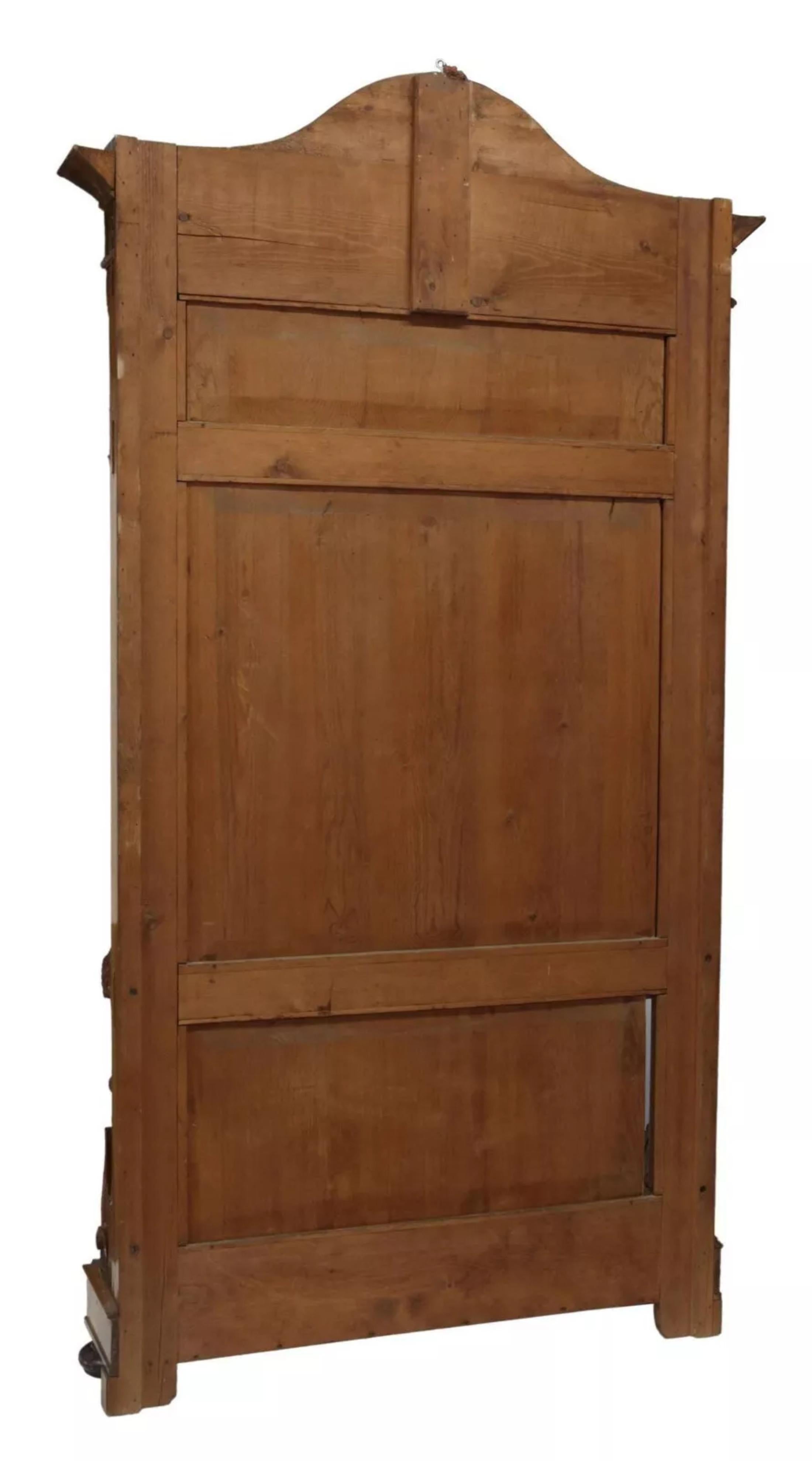 19th Century 1800's Antique Louis Philippe Period, Walnut, Carved, Gilt Hooks, Hall Tree For Sale