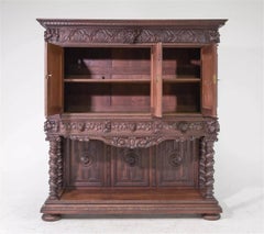 1800's Antique Louis XIII Style, Carved Wood, French Twist, Cupboard!!