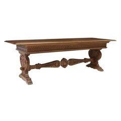 1800s Antique Monumental Italian Renaissance Revival Walnut, Volute Table!!