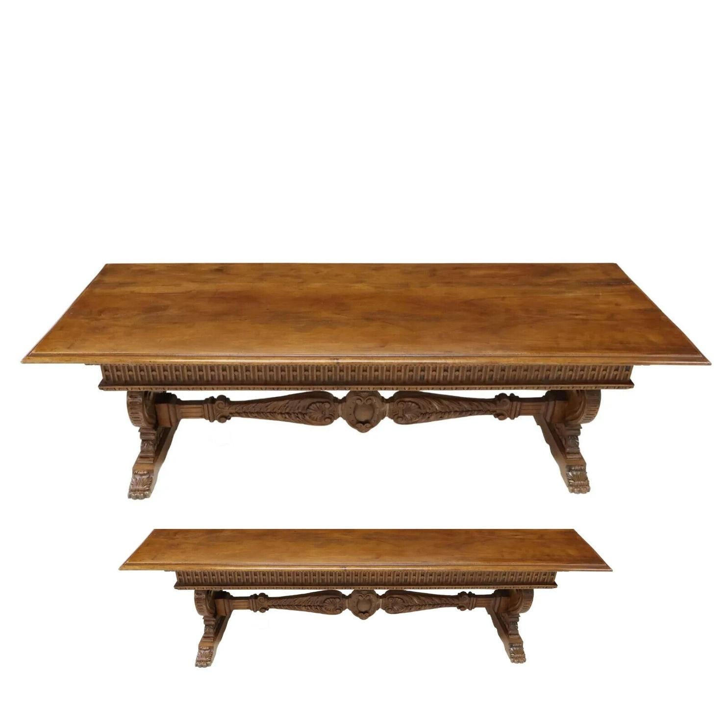 Unknown 1800s Antique Monumental Italian Renaissance Revival Walnut, Volute Table!! For Sale