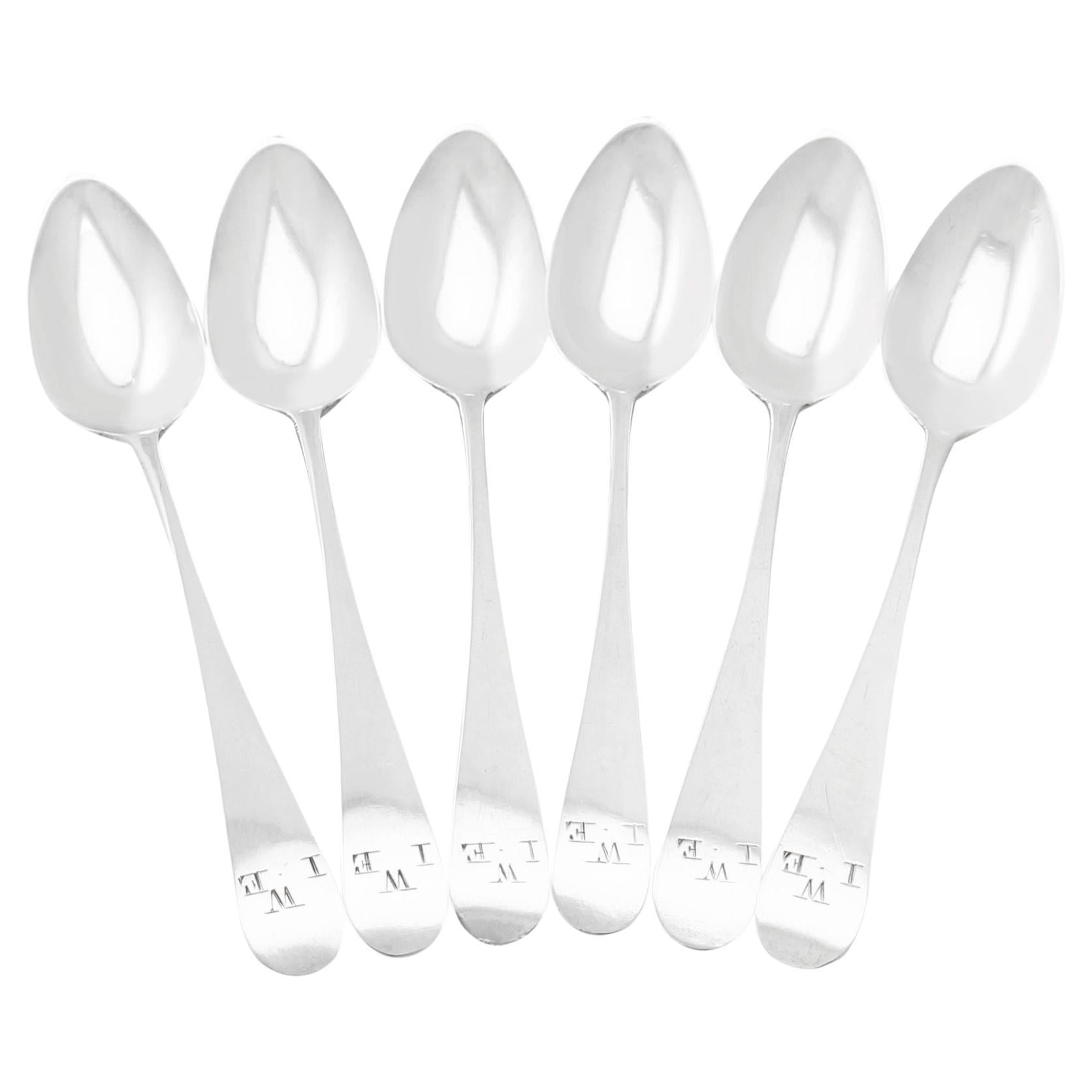 1800s Antique Newcastle Sterling Silver Teaspoons For Sale at 1stDibs