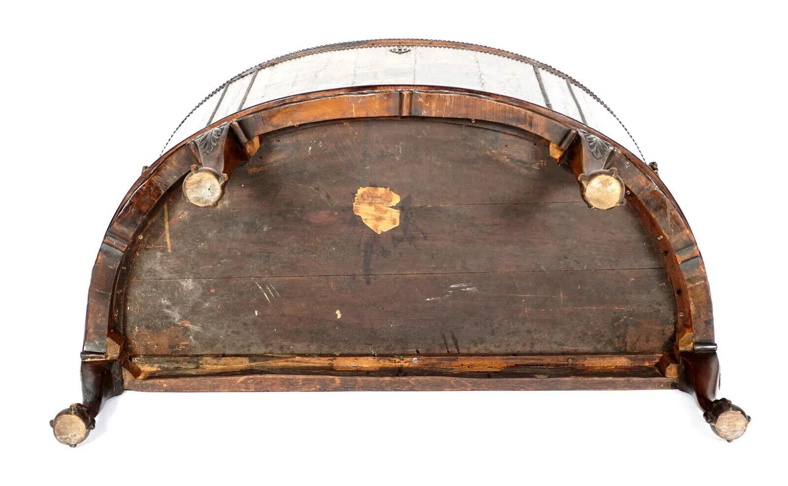 1800s Antique Paint Decorated Scenes, Clad Leather, Brass Hand Demilune Chest! For Sale 6