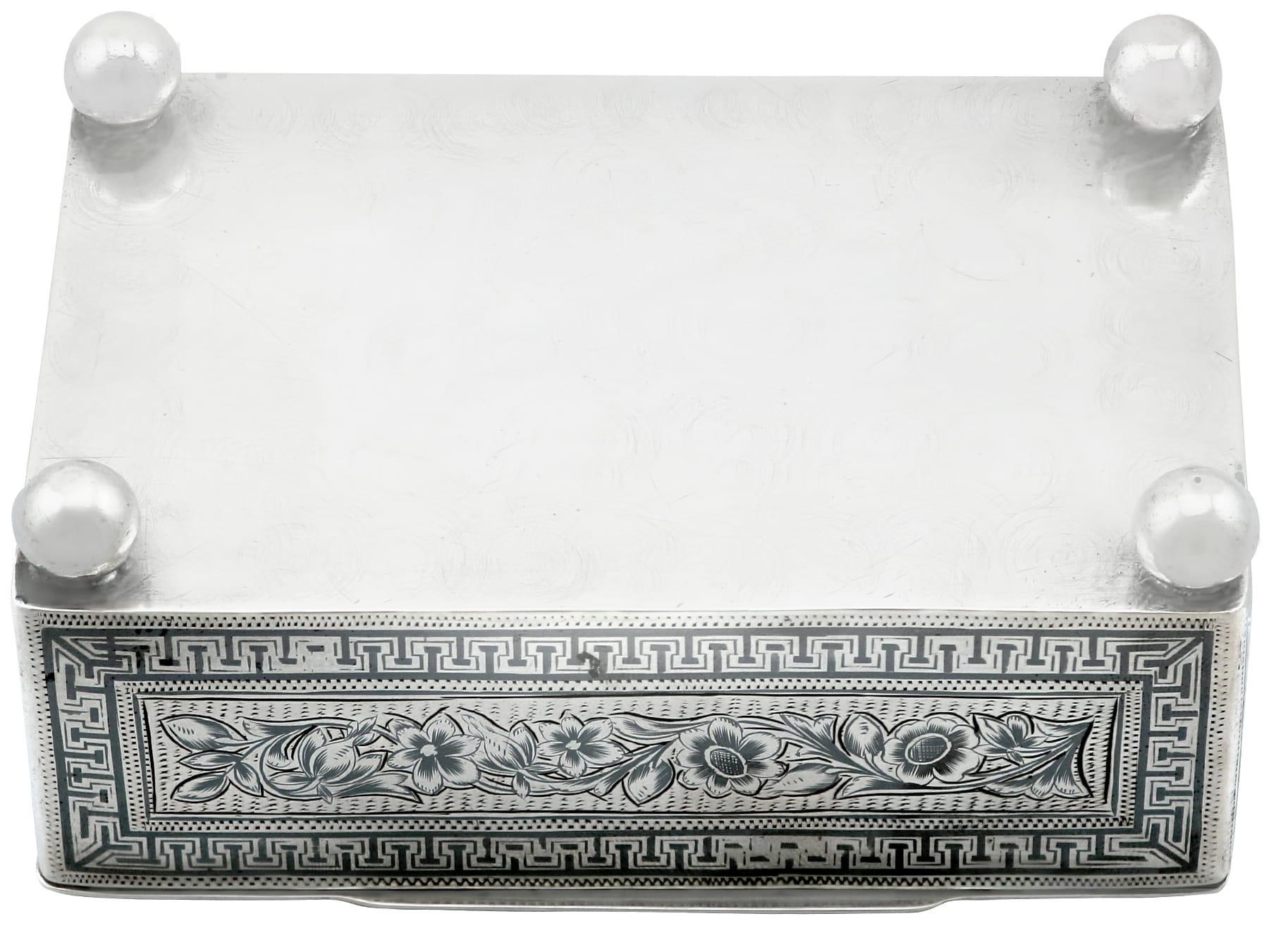 1800s Antique Persian Silver and Niello Enamel Box For Sale 8