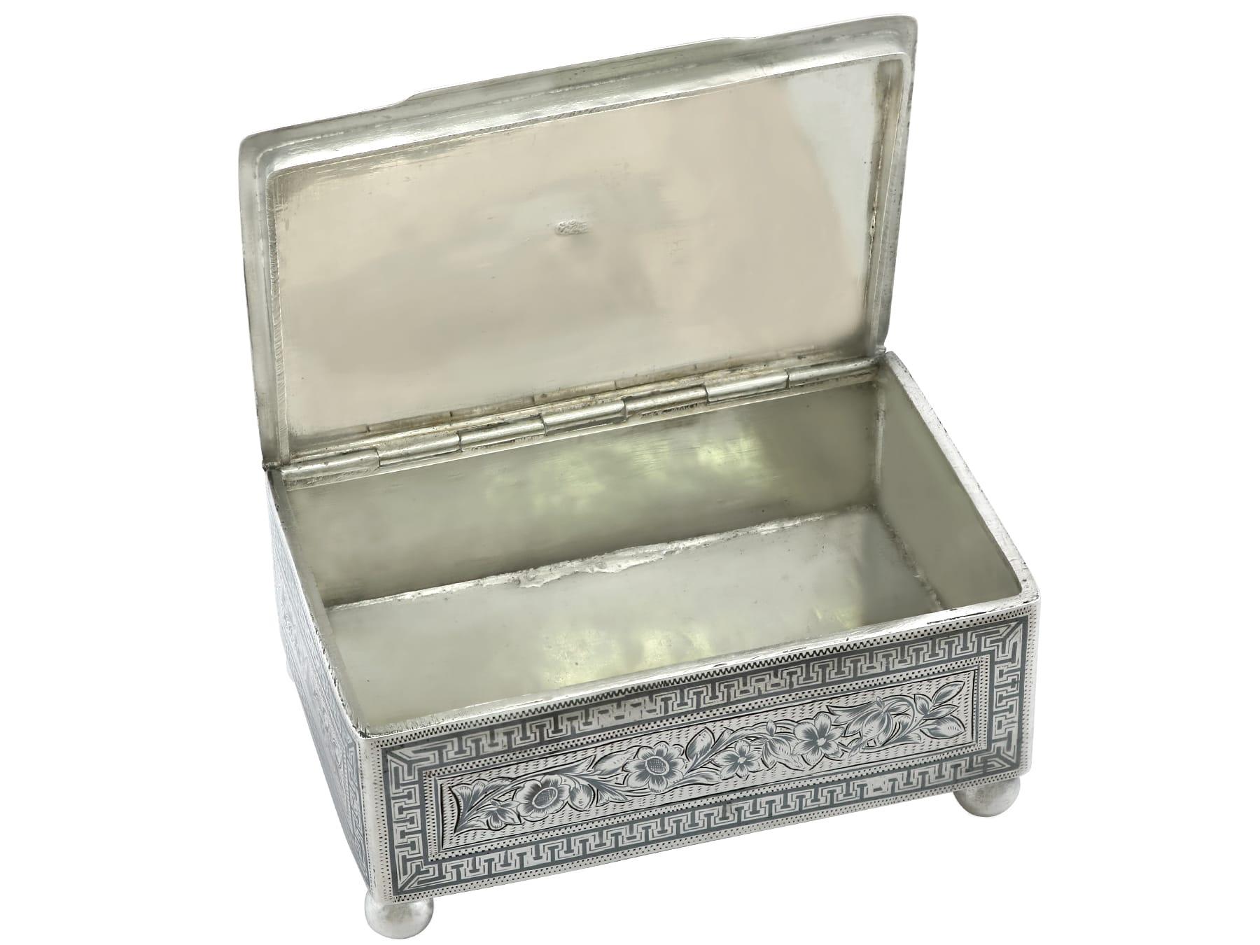 1800s Antique Persian Silver and Niello Enamel Box For Sale 3