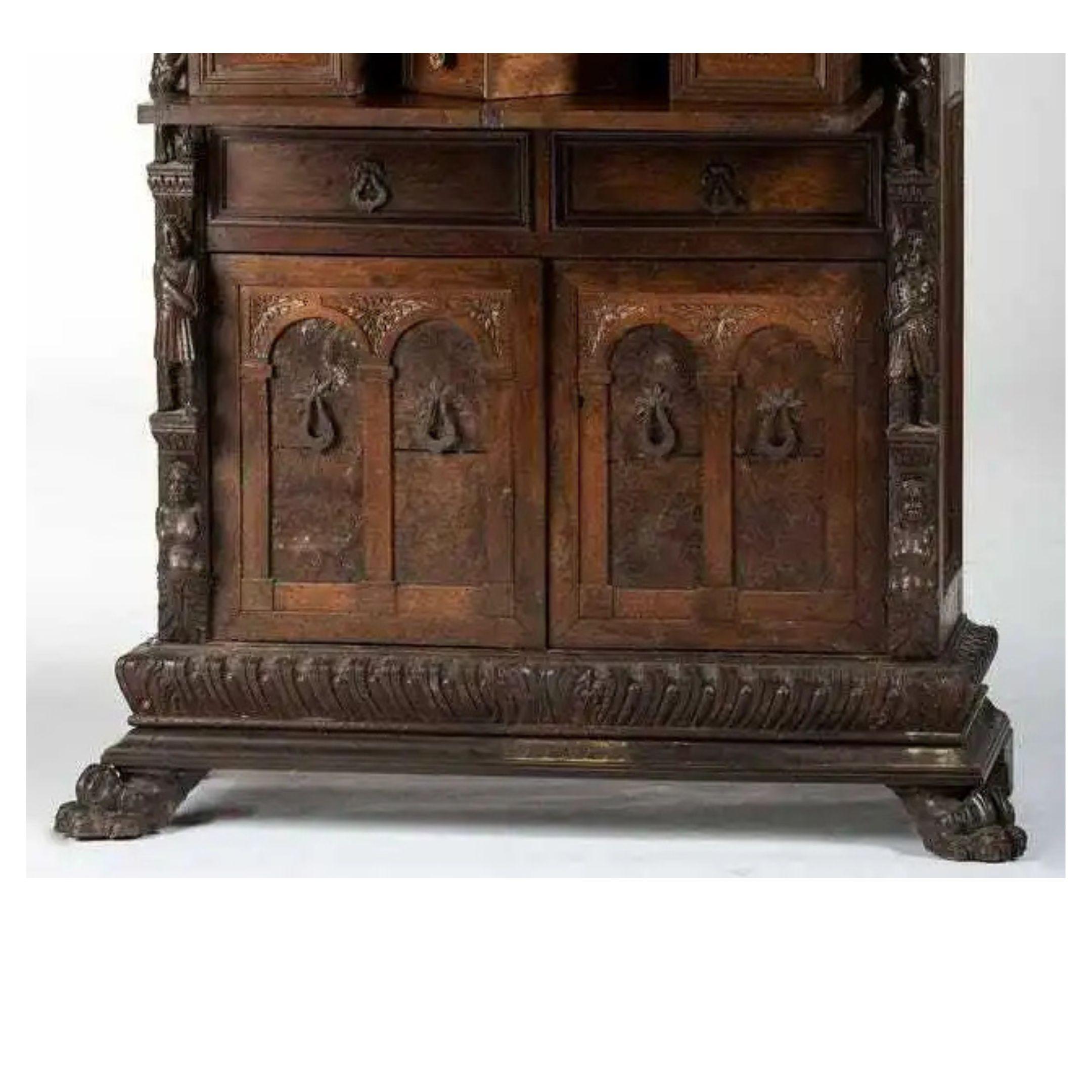1800's Antique Renaissance Revival Burl Veneer Bambocci Cabinet / Secretary!! For Sale 1