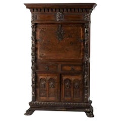 1800's Antique Renaissance Revival Burl Furnier Bambocci Kabinett / Sekretär!!