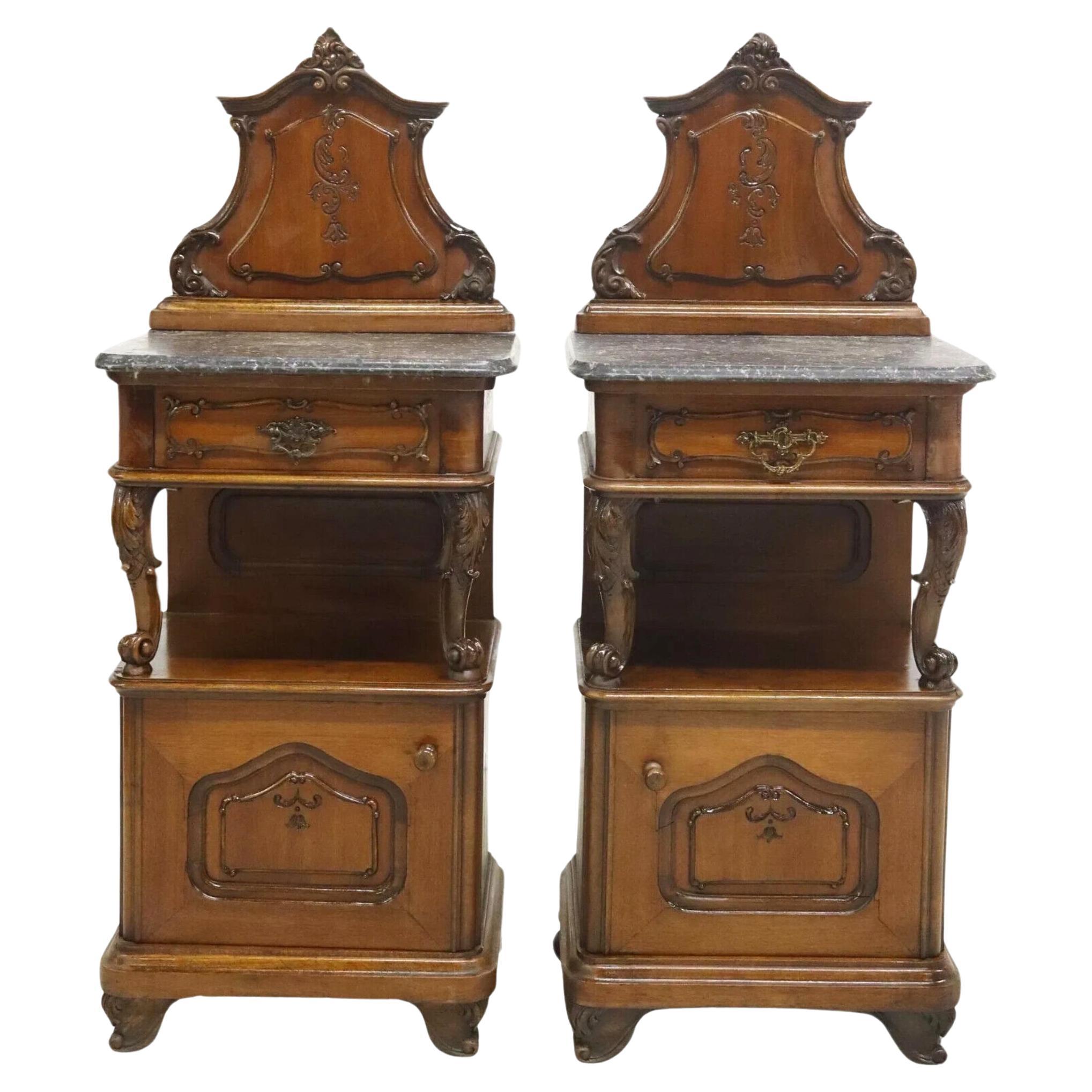1800's Antique Rococo Style, Marble-Top, Mahogany, Foliat, NIghtstands, Set of 2!!

Gorgeous Antique Nightstands (2) Pair, Rococo Style, Marble-Top, Mahogany, Foliate, 19th Century, 1800s!

This is a pair of antique nightstands in Rococo style, made