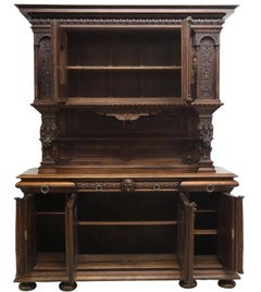 1800s Antique Signed, Chaput, French Antique Revival, Well-Carved Walnut, Sideboard !