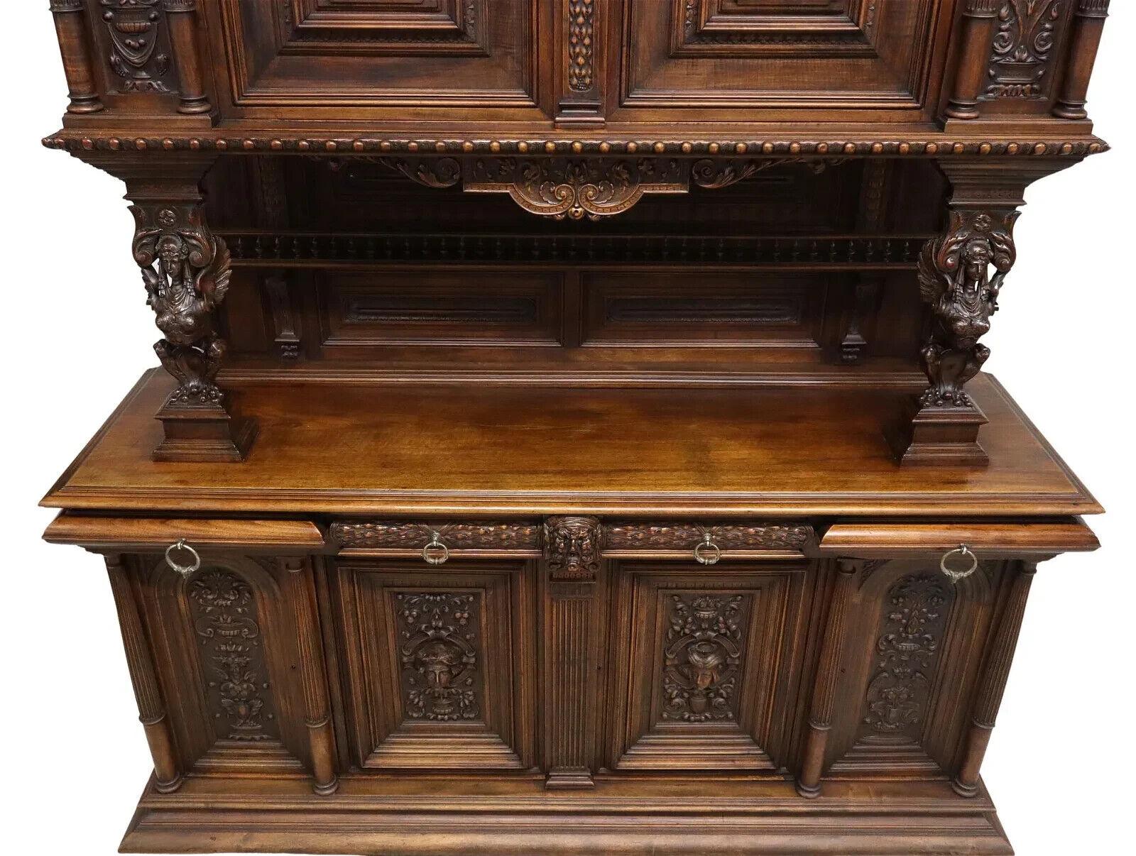 Renaissance Revival 1800s Antique Signed, Chaput, French Ren Revival, Well-Carved Walnut, Sideboard! For Sale