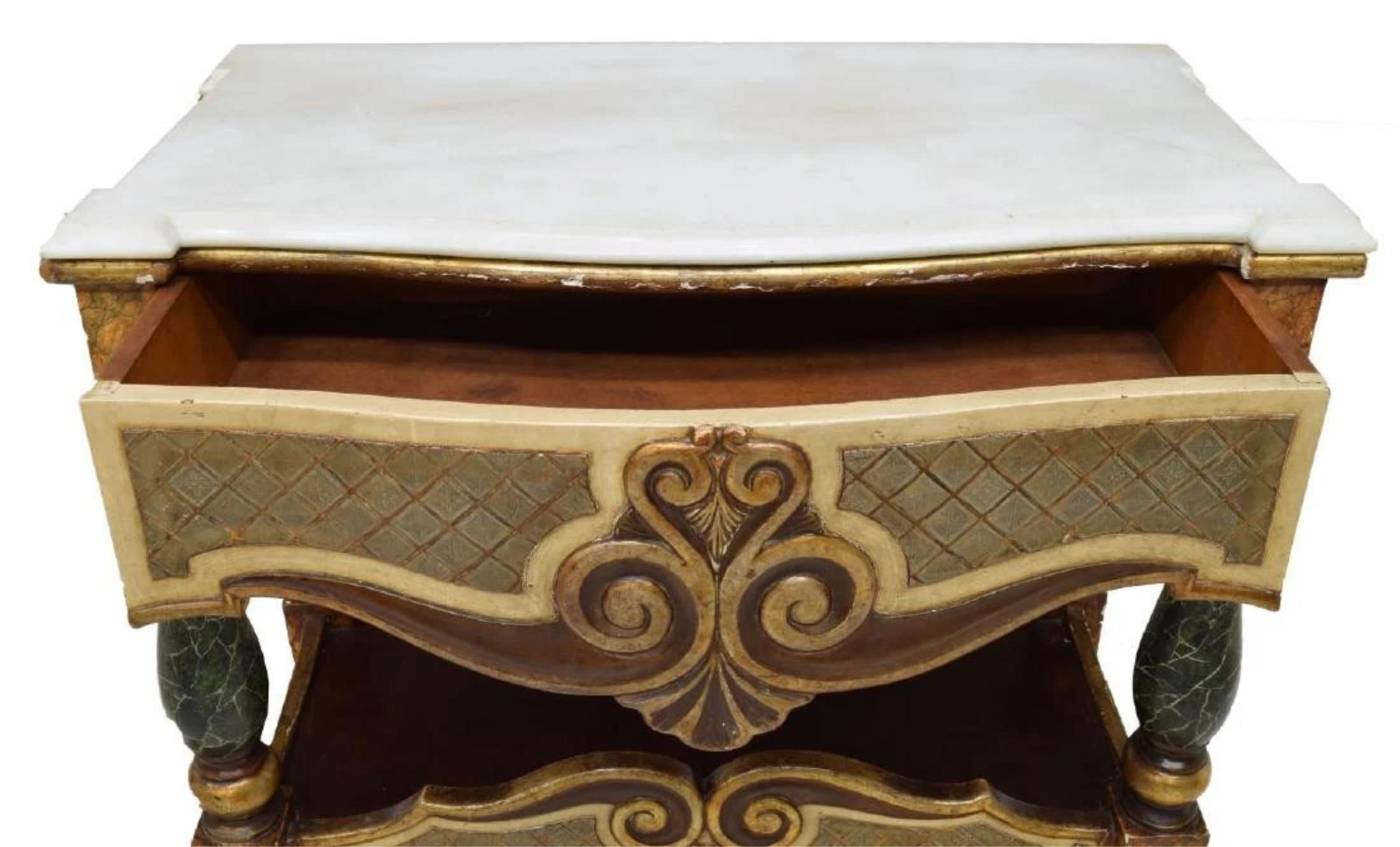 ¡1800s Antiguo Espejo Español, 2 Sillas, Mesa Consola Dorada con Tapa de Mármol, Juego de 4! Otro en venta