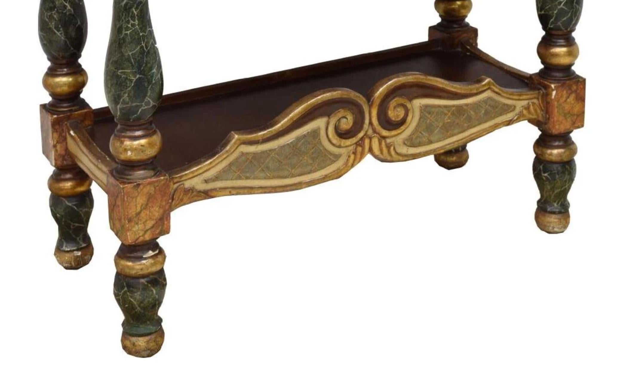 ¡1800s Antiguo Espejo Español, 2 Sillas, Mesa Consola Dorada con Tapa de Mármol, Juego de 4! en venta 4