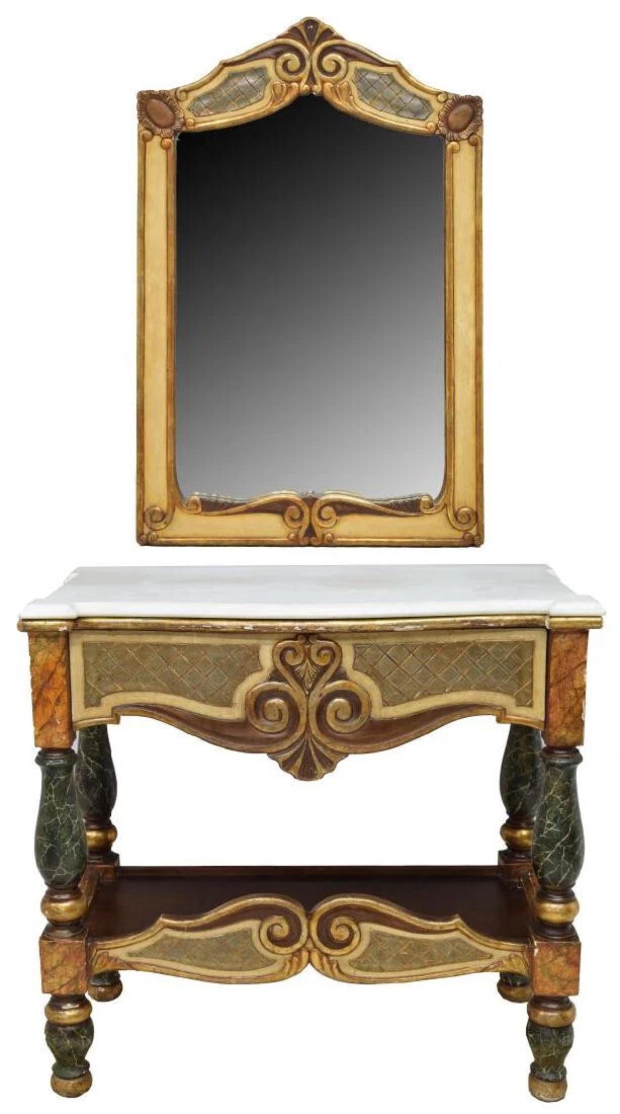 Gorgeous 1800's  Antique Spanish Mirror, 2 Side Chairs, Gilt Console Table, Set of 4!!!

Antique Console Table, Mirror, 2 Side Chairs, Spanish, Marble-Top Gilt, 1800s, 19th Century, Set of Four Pieces!!

Antique Console Table/Mirror, Spanish,