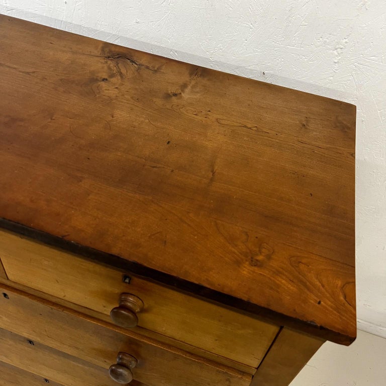 1800s Antique Tall Dresser Skeleton Key Dovetail Design Solid Cherry