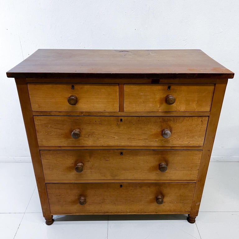 Skeleton Drawers 1800s Antique Tall Dresser Skeleton Key Dovetail Design Solid Cherry ...