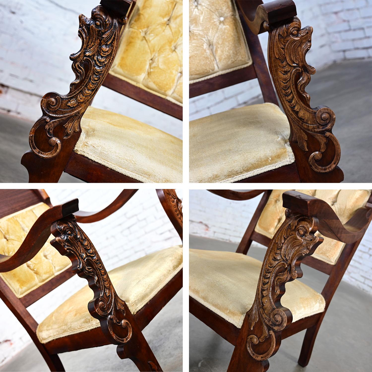 1800's Antique Victorian Mahogany Armchair Carved Figural Lion Heads & Claw Feet For Sale 6