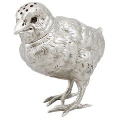 1800s Antique Victorian Sterling Silver Bird Pepperette