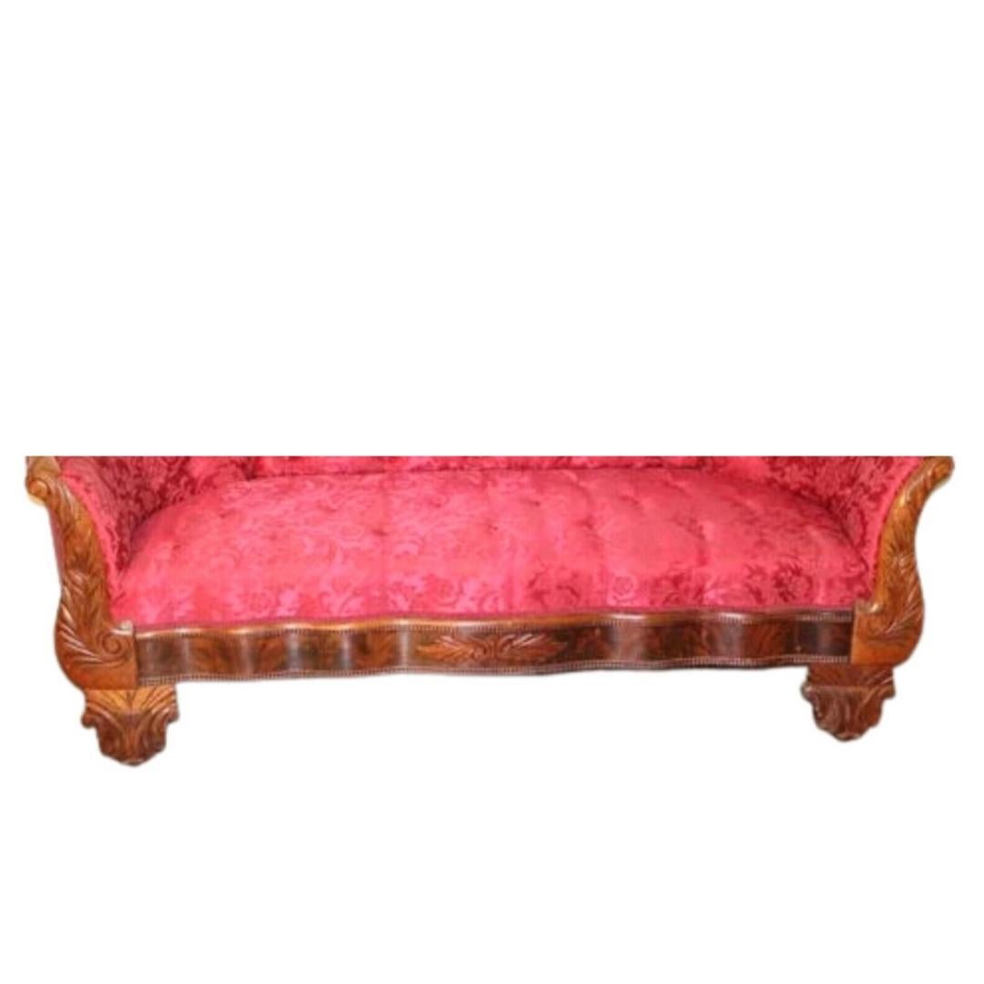 French 1800s Antique Victorian, Transitional, Newly Upholstered Sofa