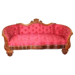 1800s Antique Victorian, Transitional, Newly Upholstered Sofa