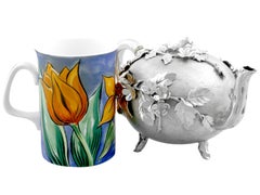 1800 Tetera antigua de plata de ley de Guillermo IV por Charles Fox II