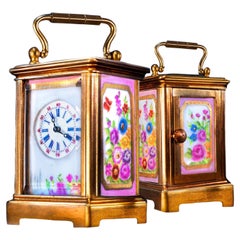 1800s Art Nouveau Miniature Ruby Flower Enamel Spring Bloom Tiffany Style Clock