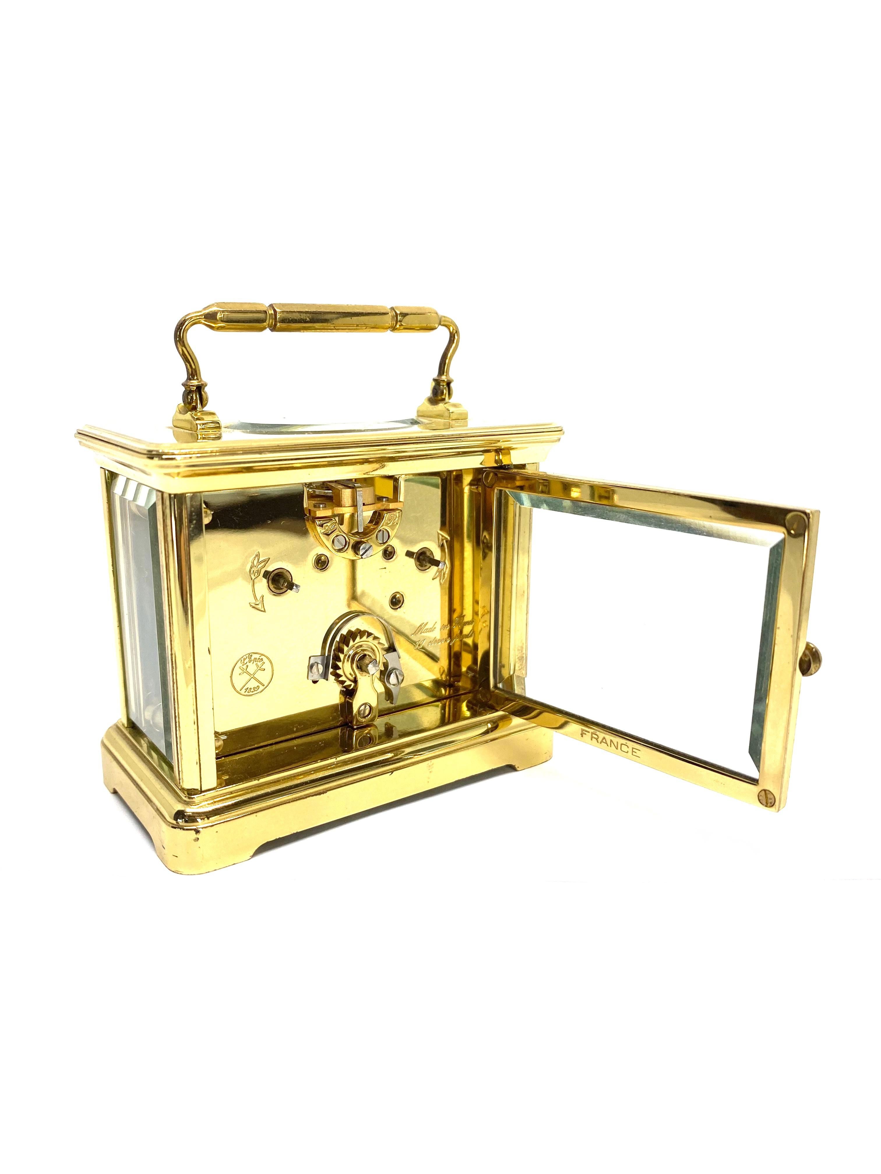 1800s Asprey Paris Bronze Brass and Crystal Travel Desk Clock  5