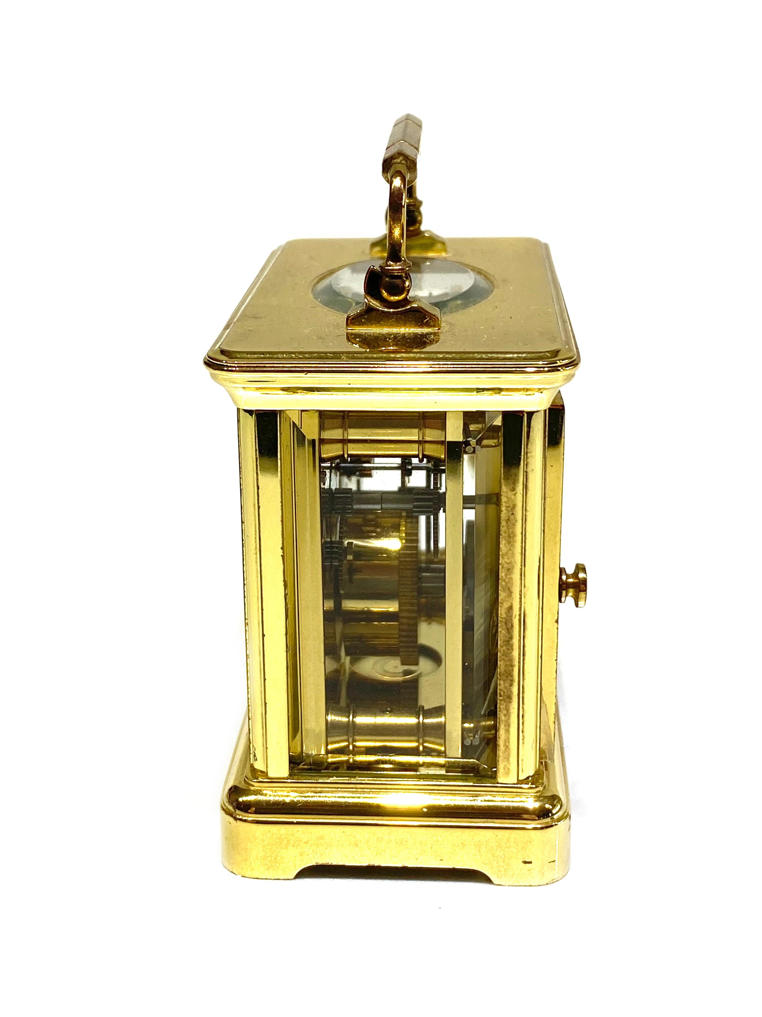 1800s Asprey Paris Bronze Brass and Crystal Travel Desk Clock 

Product details:
Circa 1839
Here/ There travel clock
Comes with two winding keys
Made in France 
Total weight is 491.9 grams