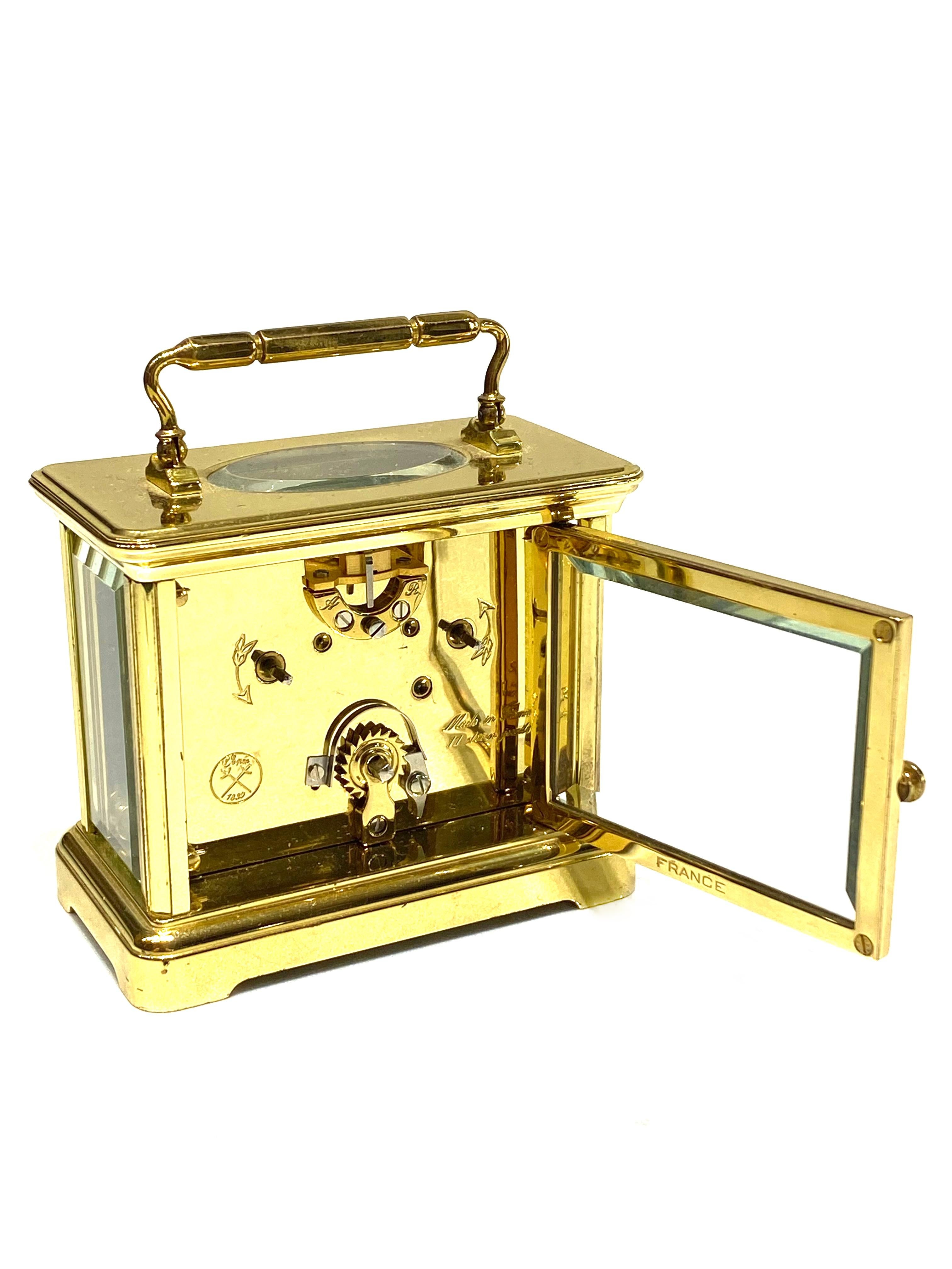 1800s Asprey Paris Bronze Brass and Crystal Travel Desk Clock  In Excellent Condition In Beverly Hills, CA