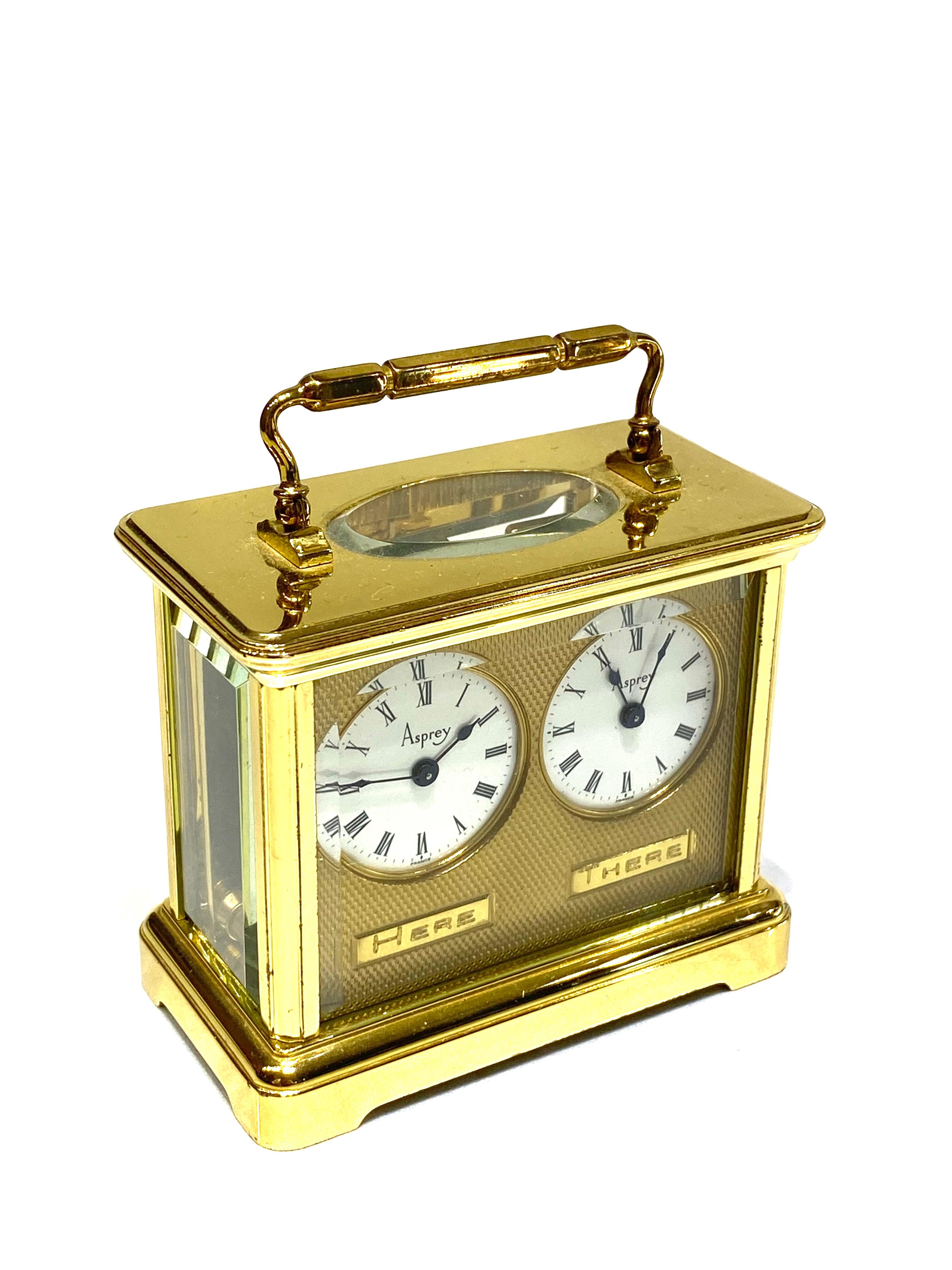 1800s Asprey Paris Bronze Brass and Crystal Travel Desk Clock  1