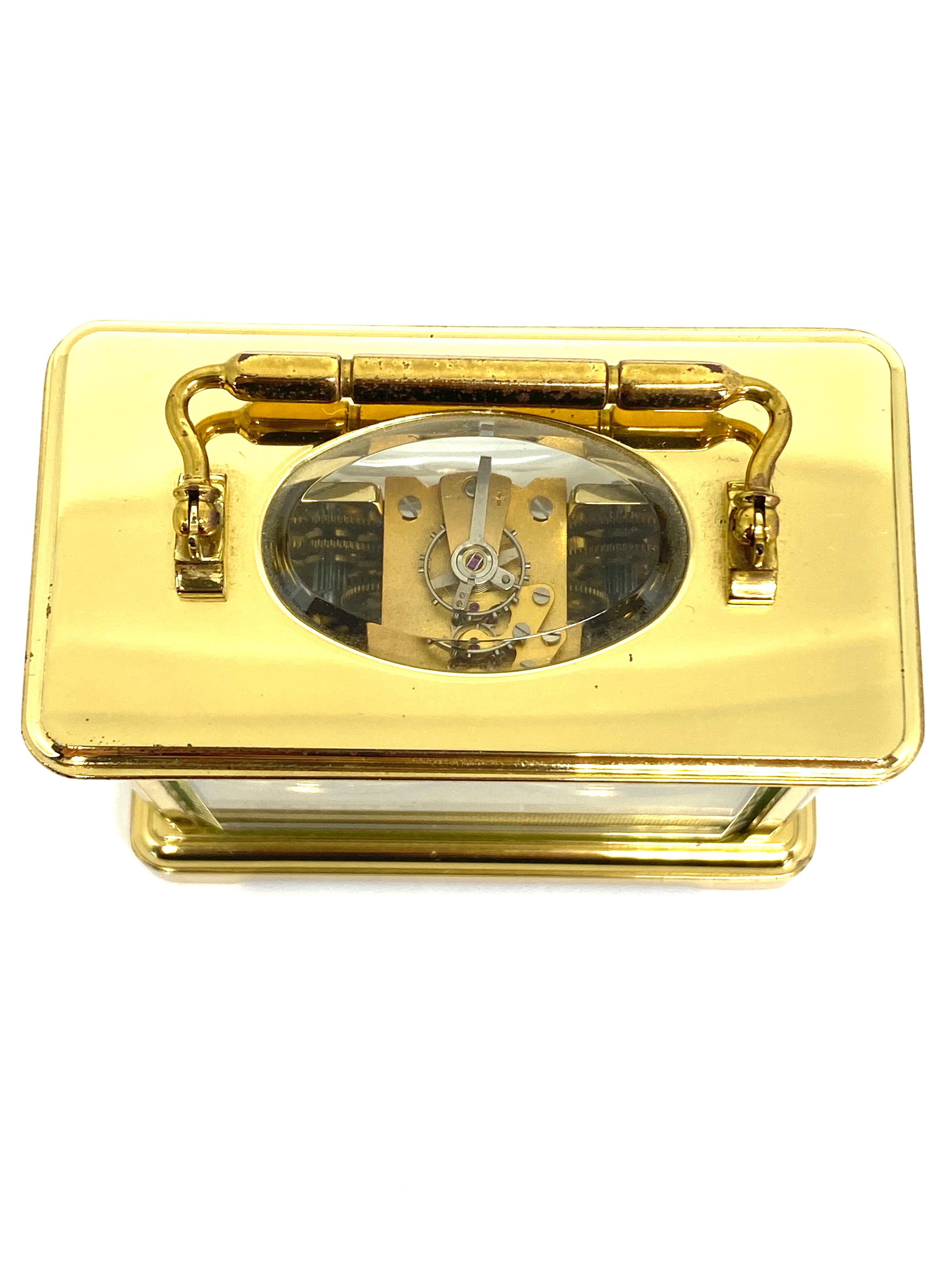 1800s Asprey Paris Bronze Brass and Crystal Travel Desk Clock  2