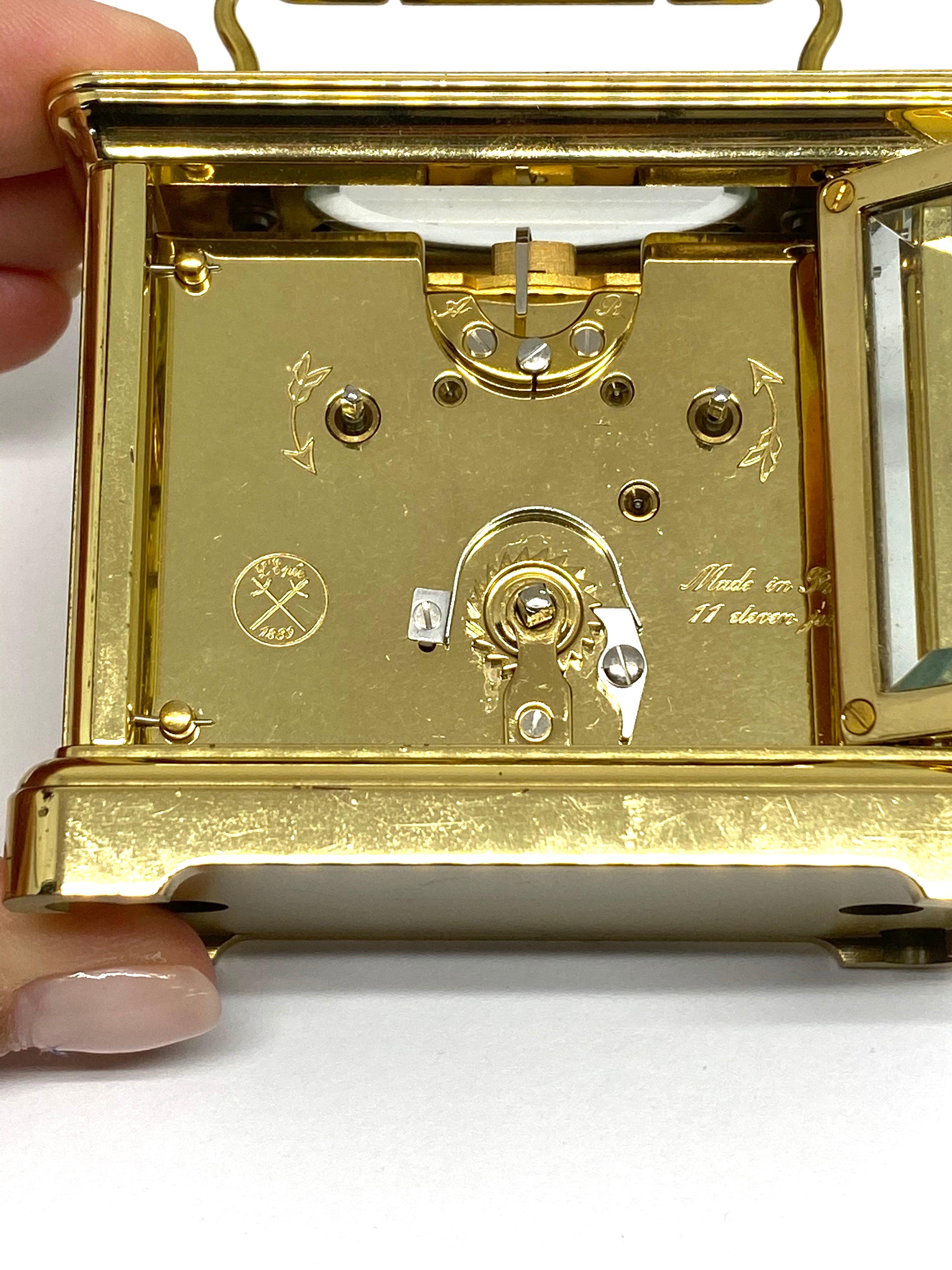 1800s Asprey Paris Bronze Brass and Crystal Travel Desk Clock  4