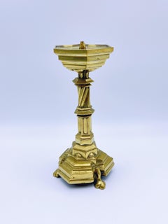 1800s Baroque / Gothic Style Brass Church Candlestick