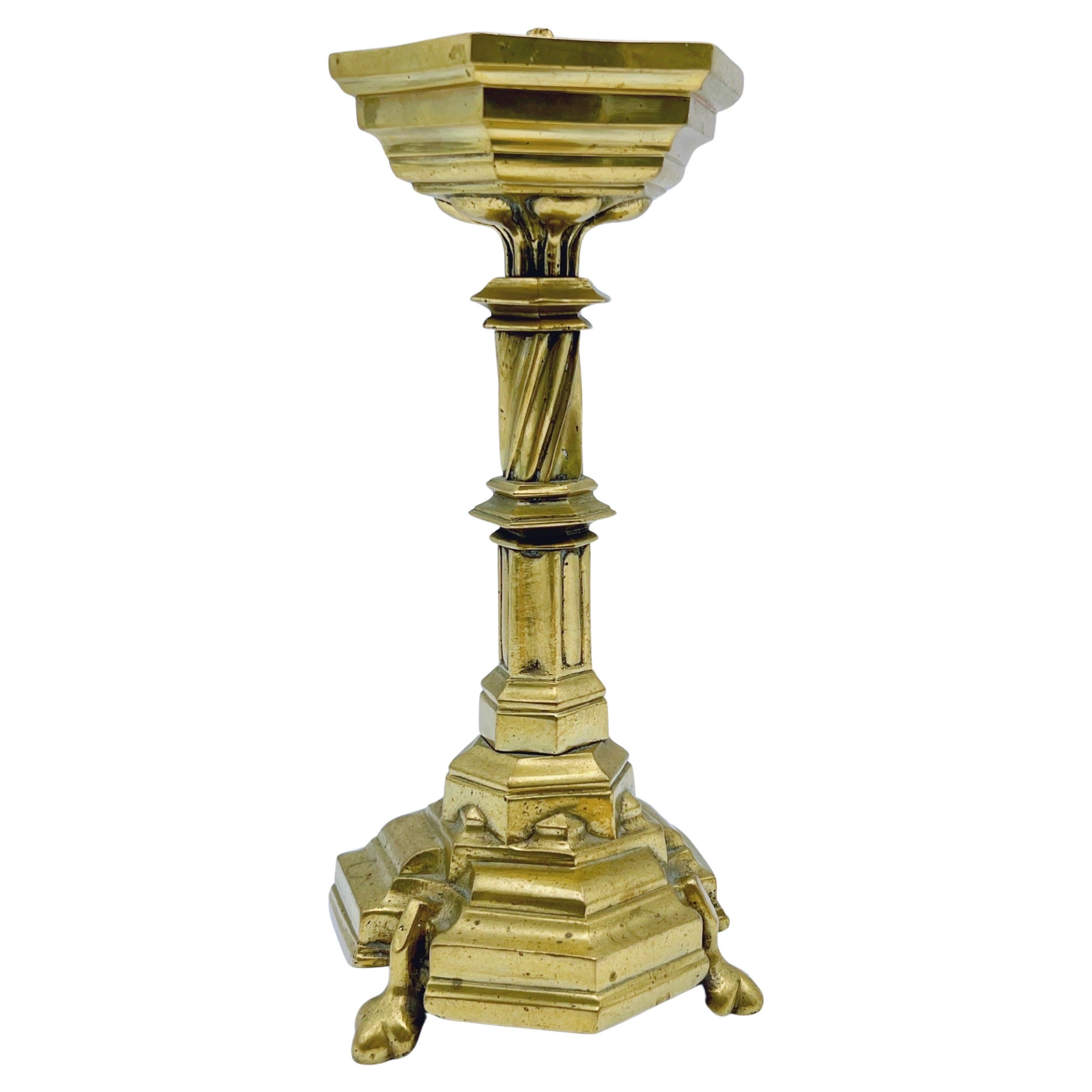 1800s Baroque / Gothic Style Brass Church Candlestick
