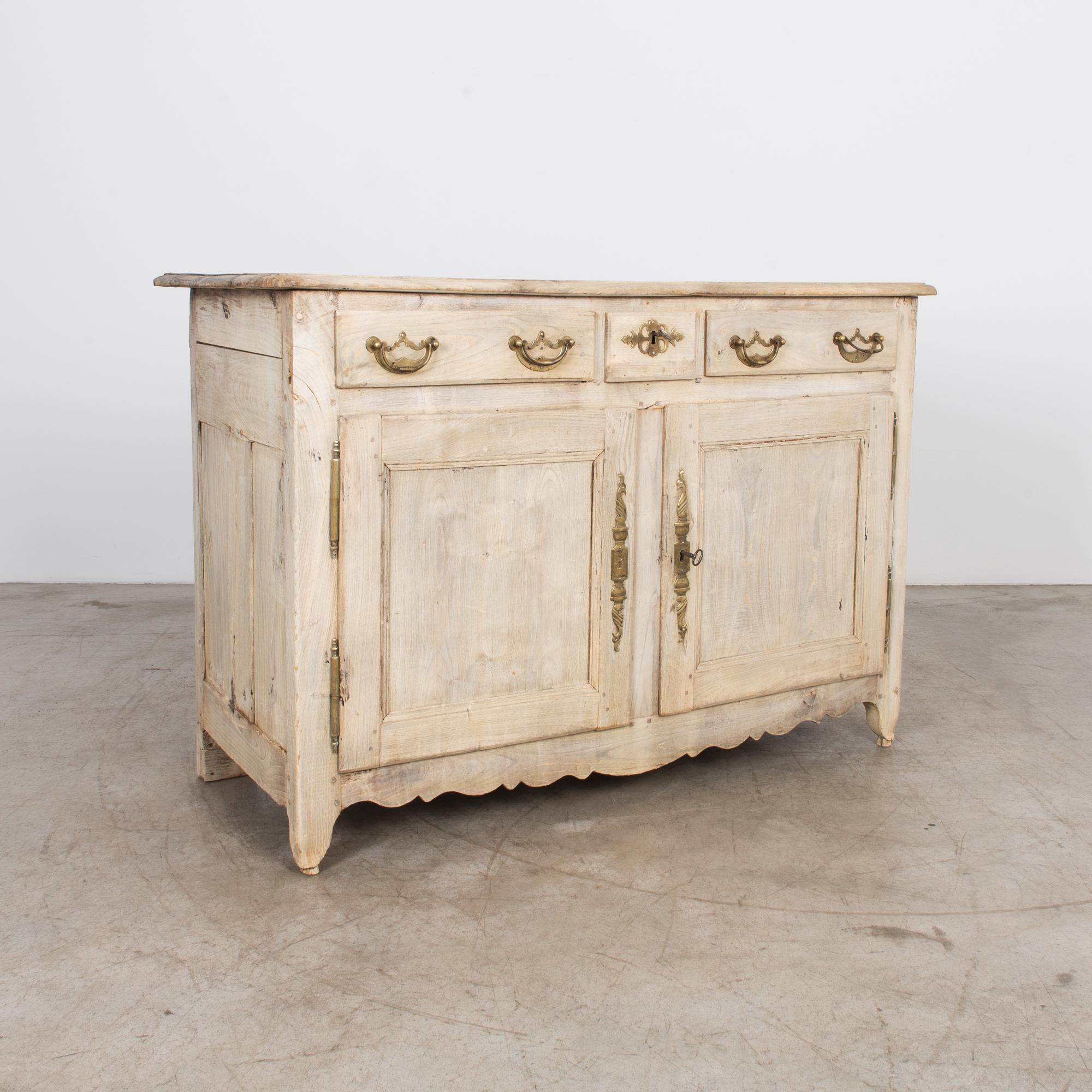 Hand-Carved 1800s Belgian Bleached Oak Buffet For Sale