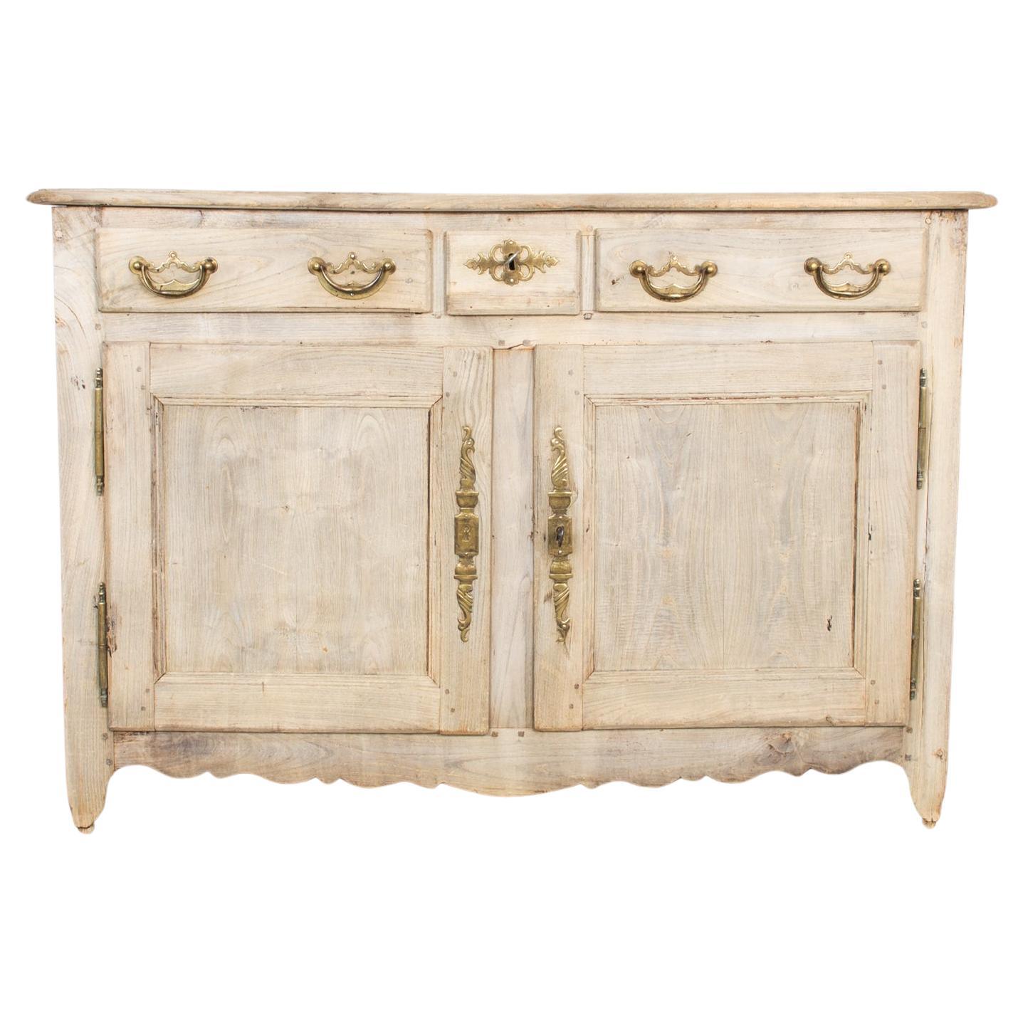 1800s Belgian Bleached Oak Buffet For Sale