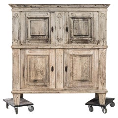 1800s Belgian Bleached Oak Cabinet