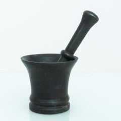 1800s Belgian Cast Iron Mortar and Pestle