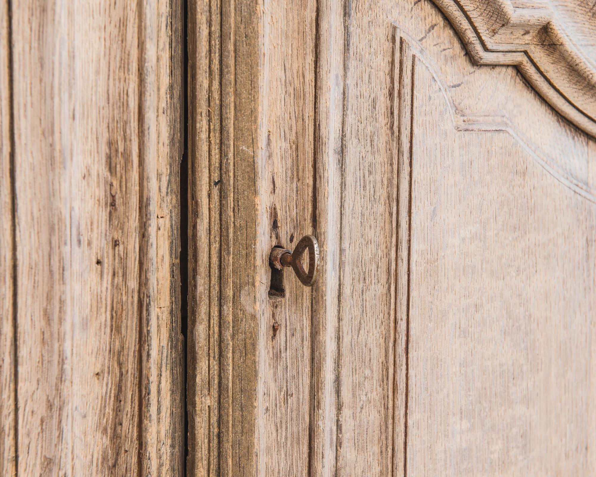 Metal 1800s Belgian Oak Armoire