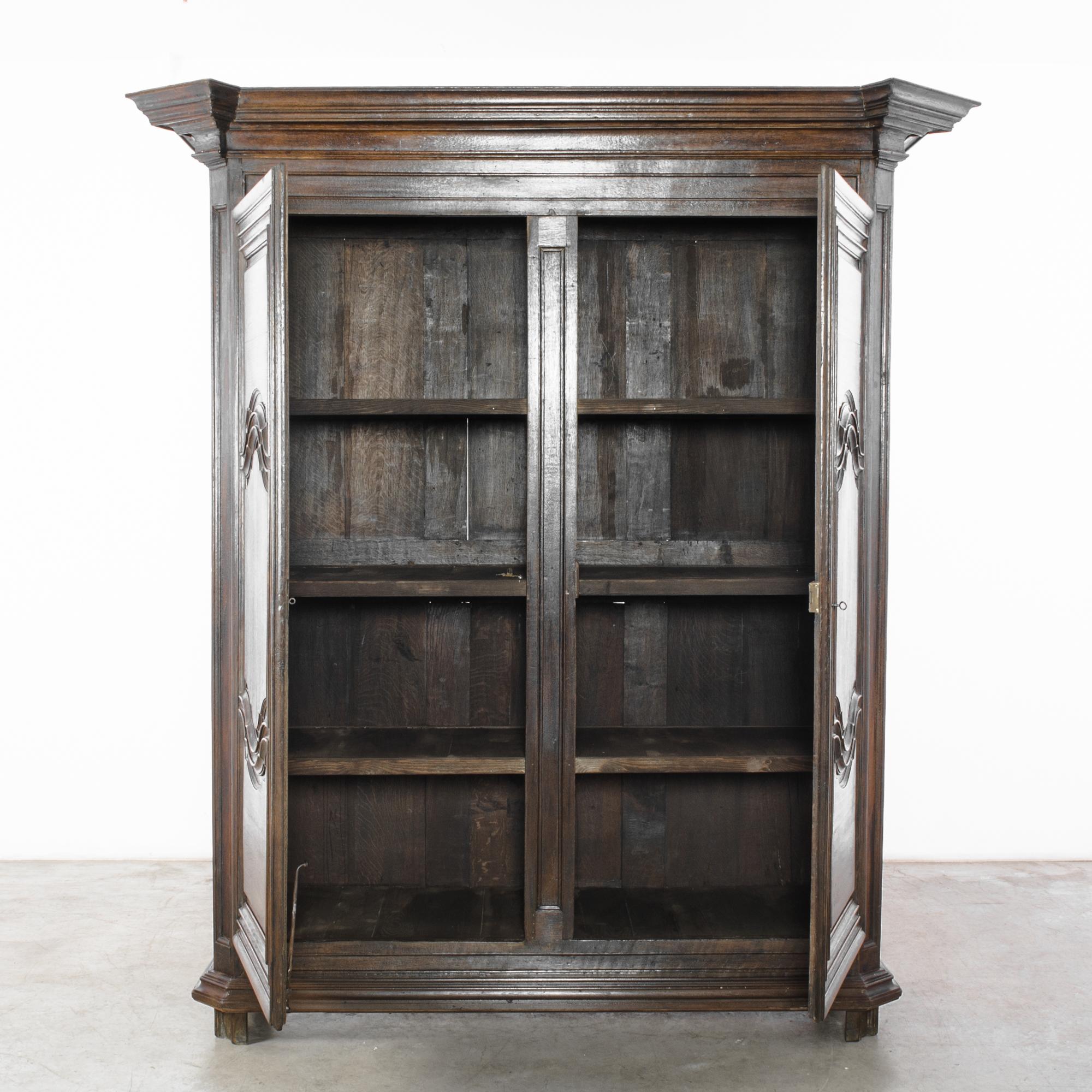 1800s Belgian Wooden Armoire with Original Patina In Good Condition In High Point, NC