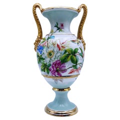 1800 B&G Urna de porcelana dorada de dos asas, motivo floral finamente pintado a mano
