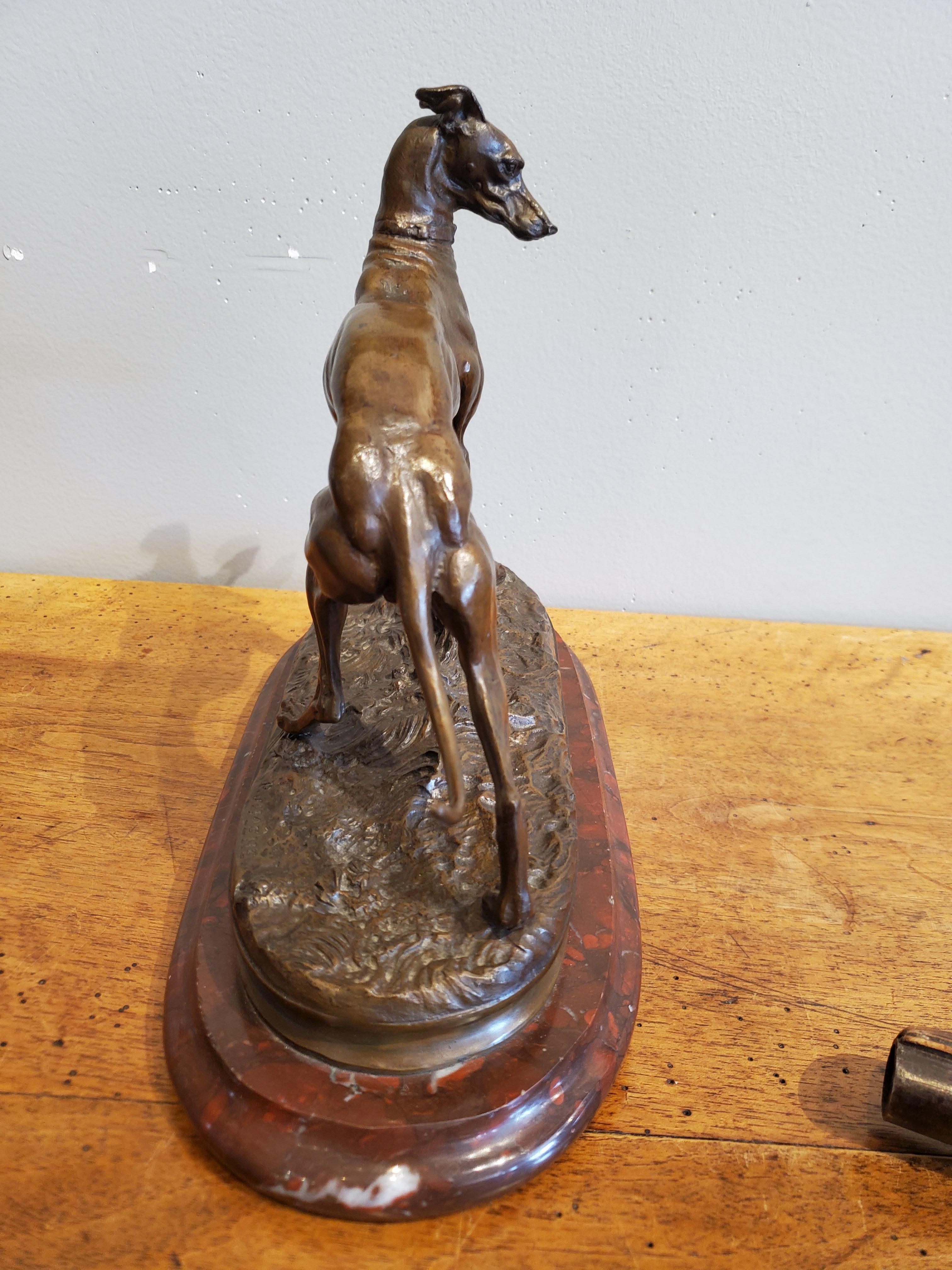 1800s Bronze Greyhound Dog Sculpture In Good Condition In Middleburg, VA