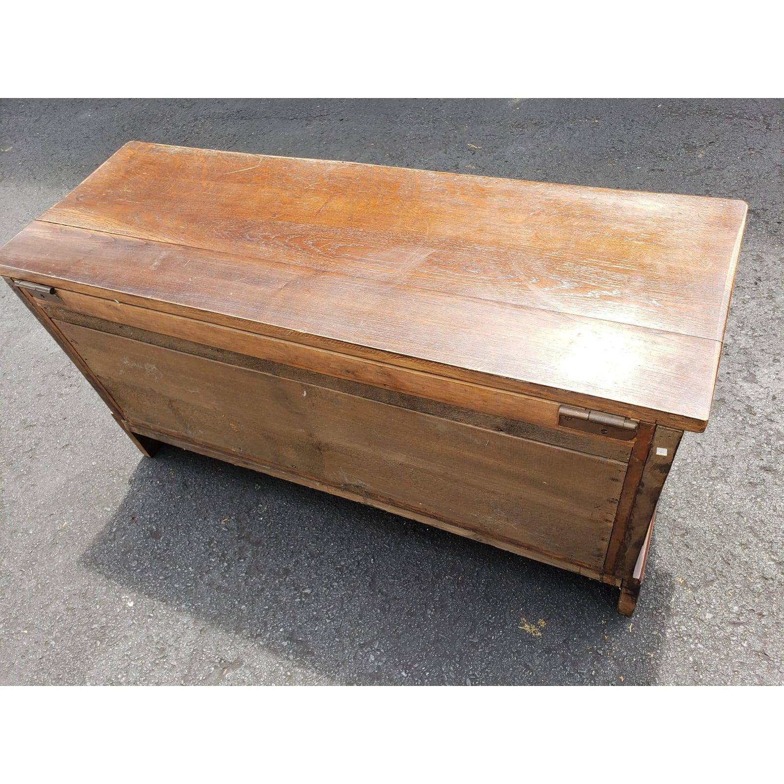19th Century 1800s Carved Cedar Chest Blanket Trunk For Sale