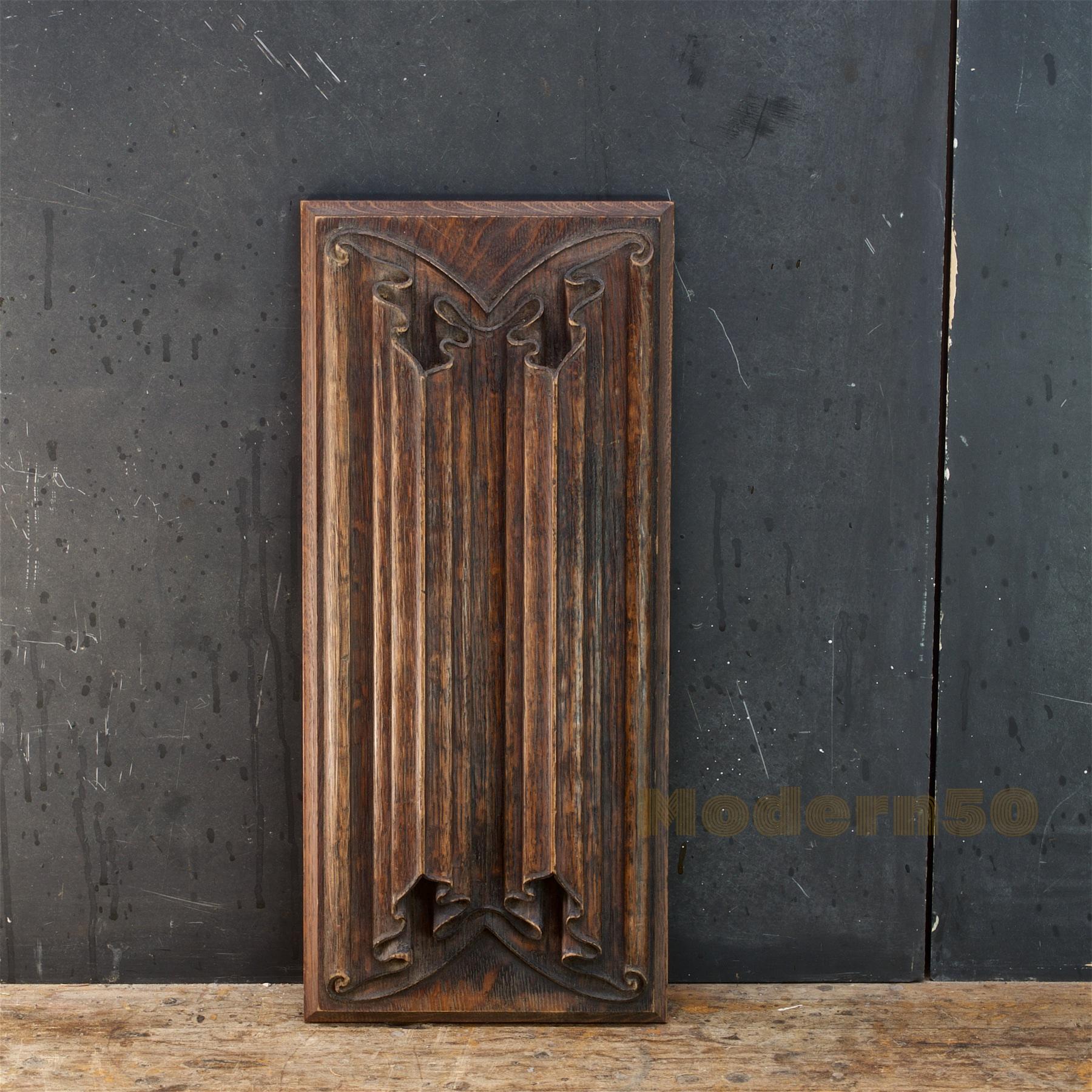 Late 19th century decorative wood panel, hand carved curtain relief.