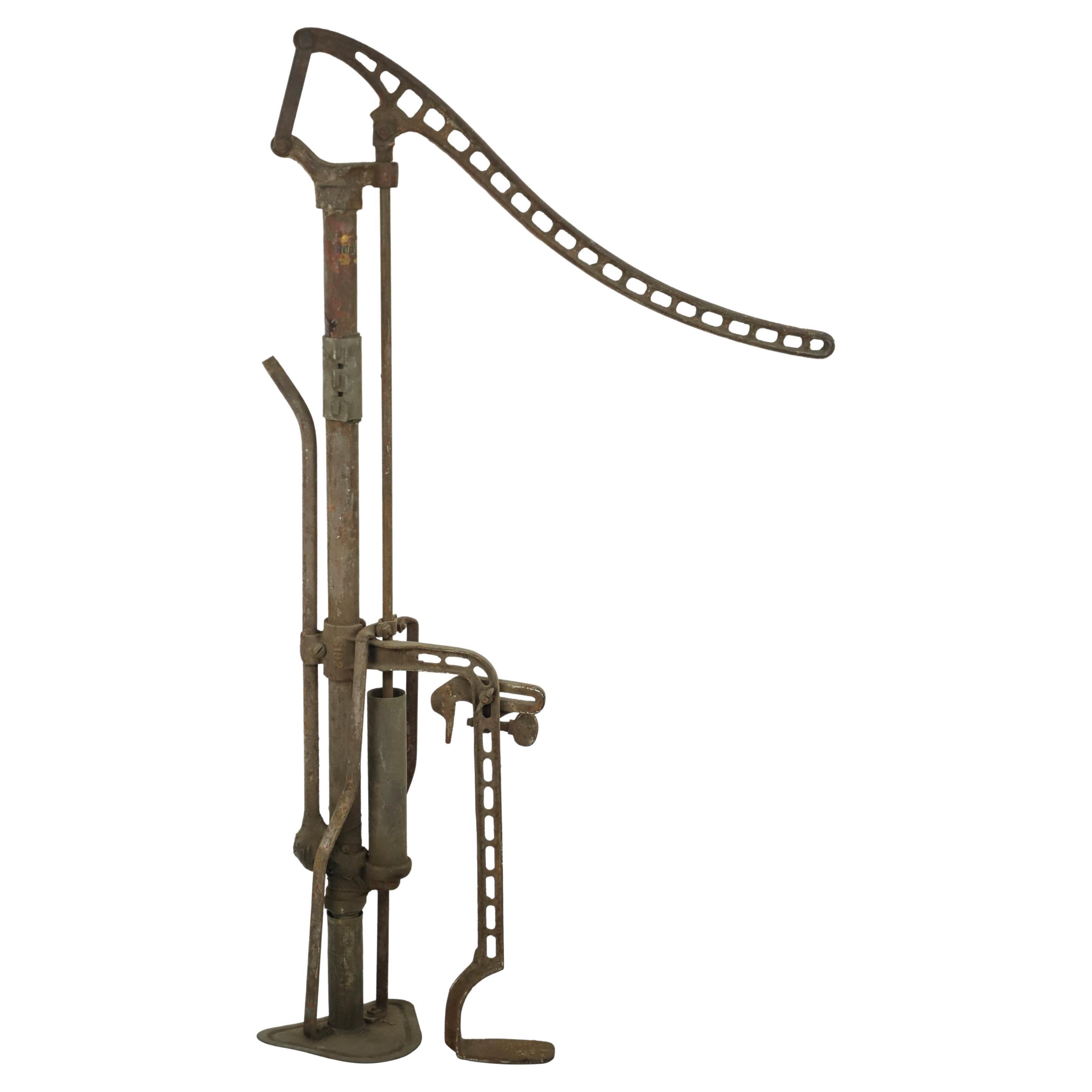 1800s Cast Iron Farm Well Hand Pump with Handle Piston