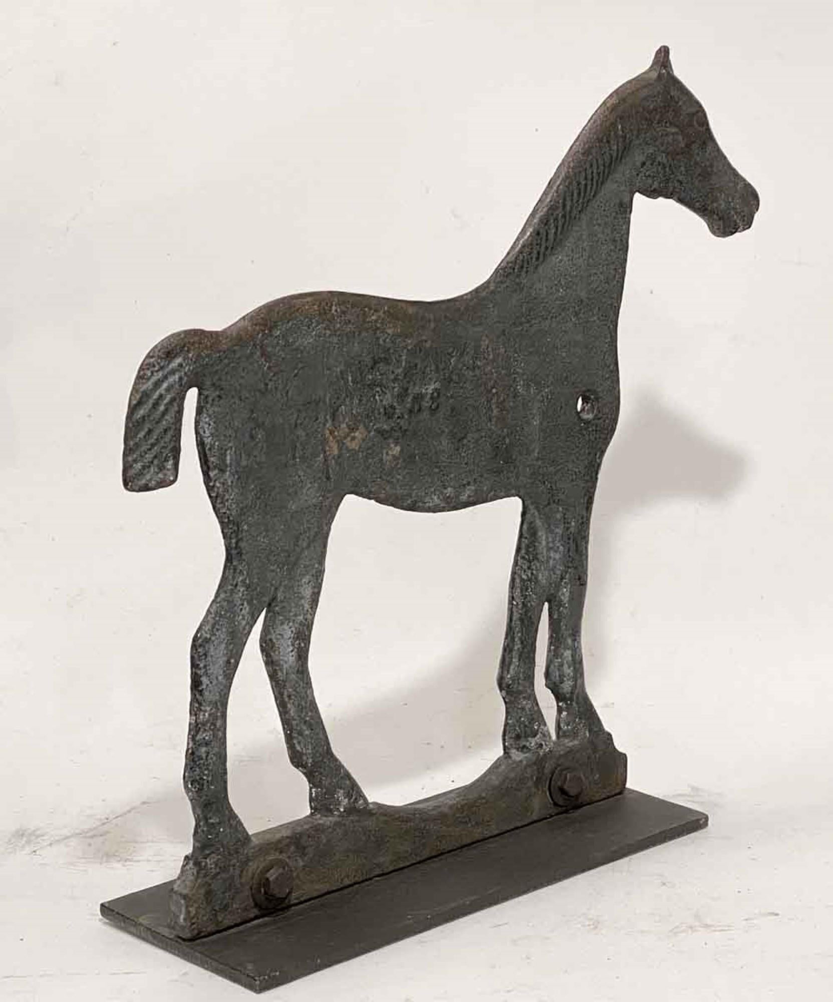 American 1800s Cast Iron Horse Windmill Weight wi/ Steel Base Plate from the Great Plains
