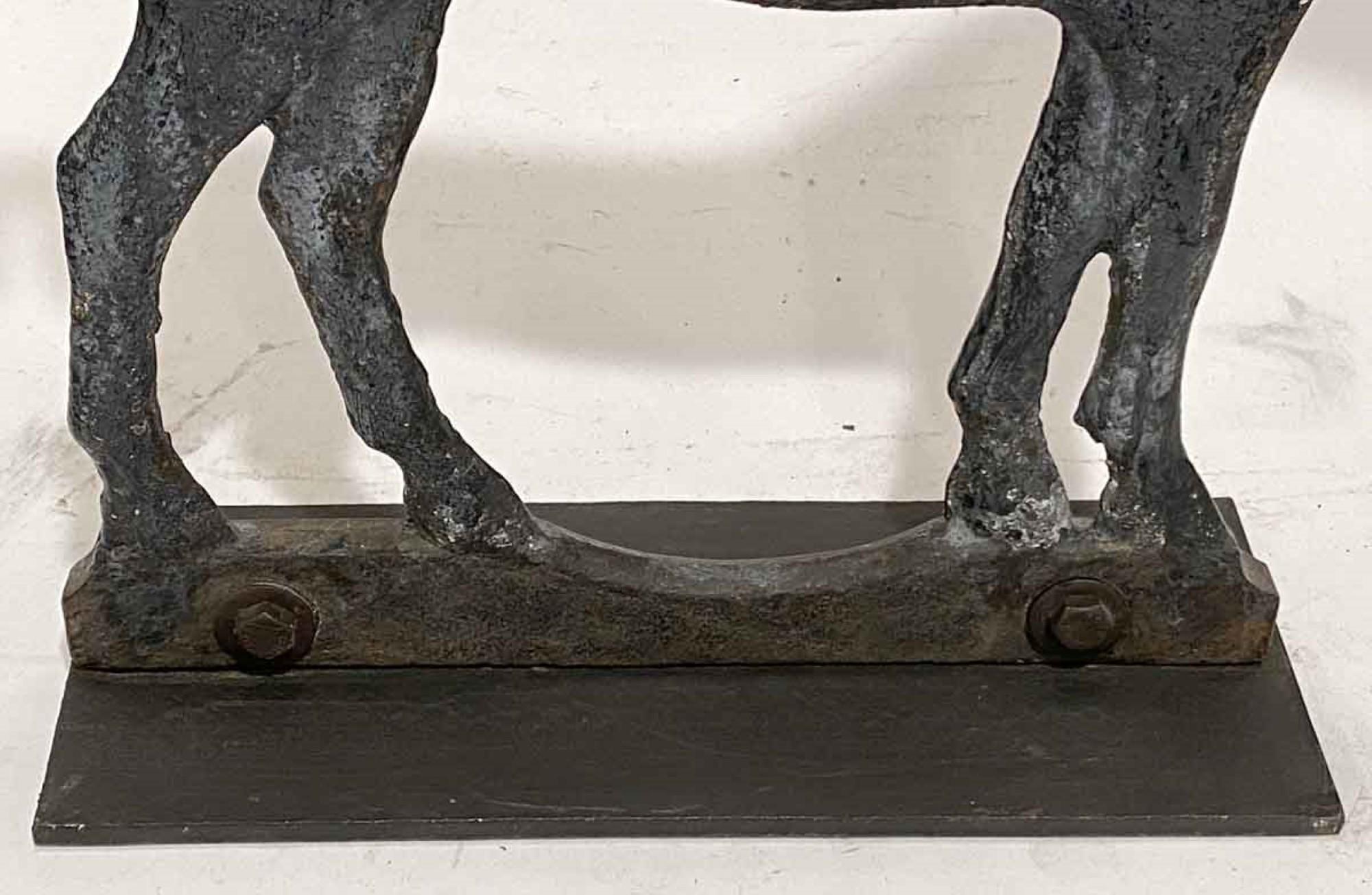 19th Century 1800s Cast Iron Horse Windmill Weight wi/ Steel Base Plate from the Great Plains